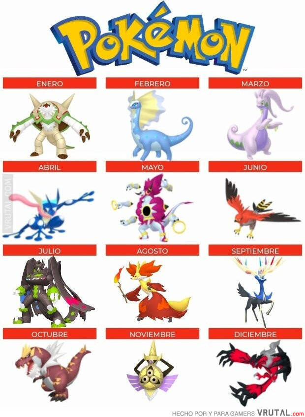 VRUTAL / ¿Qué Pokémon eres según tu mes de nacimiento. Por @Azul_Oak