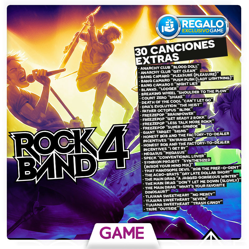 VRUTAL Con la reserva de Rock Band en GAME recibiremos 30 canciones adicionales